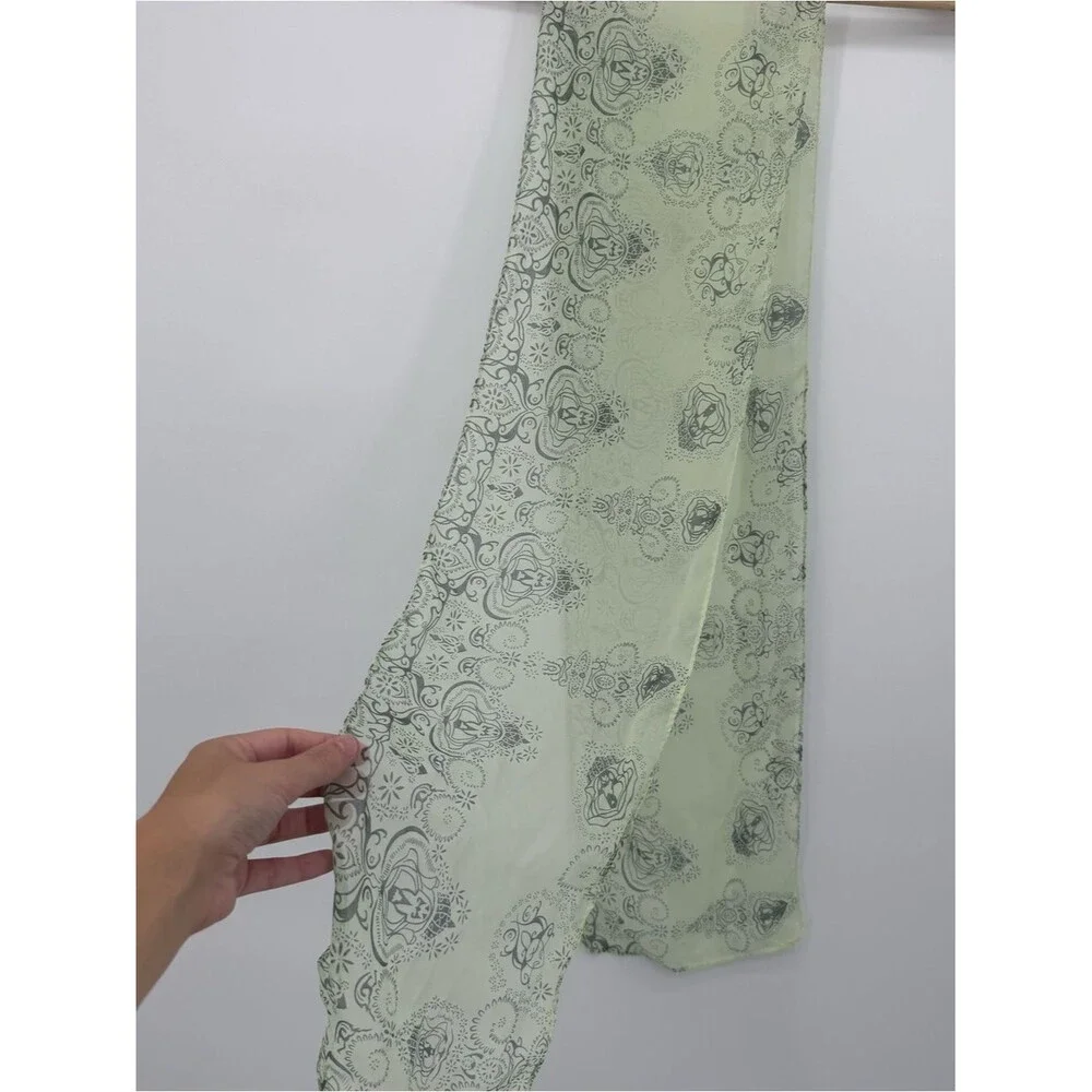 Unbranded Light Green Sheer Paisley Medallion Long Scarf Accessory Wrap Shawl